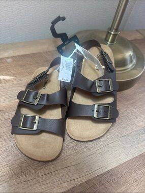 Old Navy Kids Triple-Buckle Brown Faux-Leather Sandals